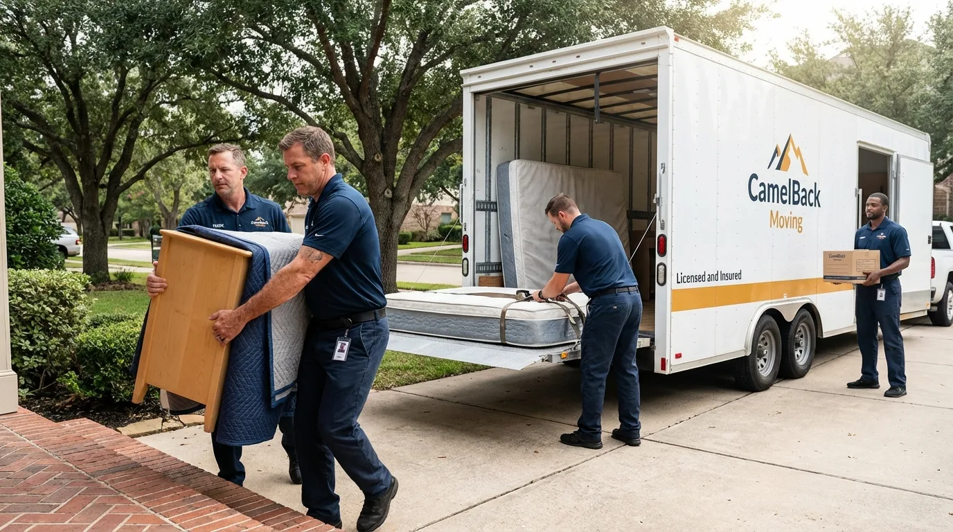 Crew loading residential truck for cross-state move from Fairless Hills, PA