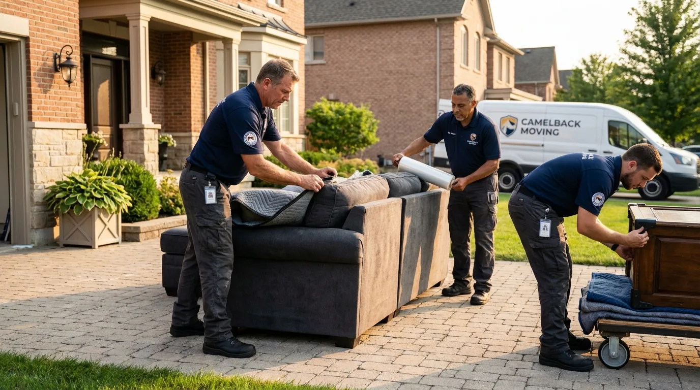 Large estate moving crew wrapping furniture in Fairless Hills, PA