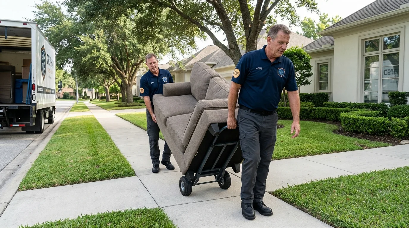 Local residential moving crew loading furniture in Fairless Hills, PA